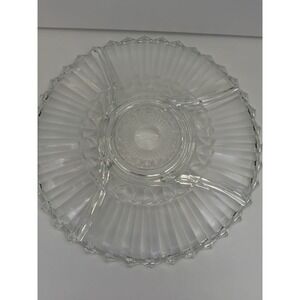 Vintage KROMEX 12" Divided Ribbed Glass Platter Mid Century Relish Tray Party